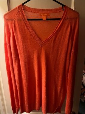 Joe Fresh V-Neck Sweater in Bright Orange